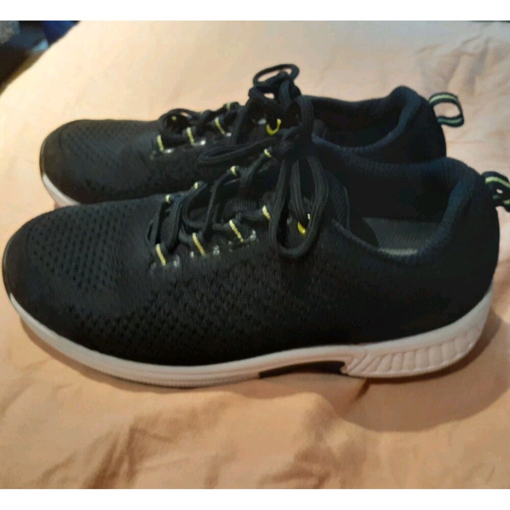 orthofeet coral women's 6.5 w 6 1/2 wide black sneakers orthopedic walking shoes